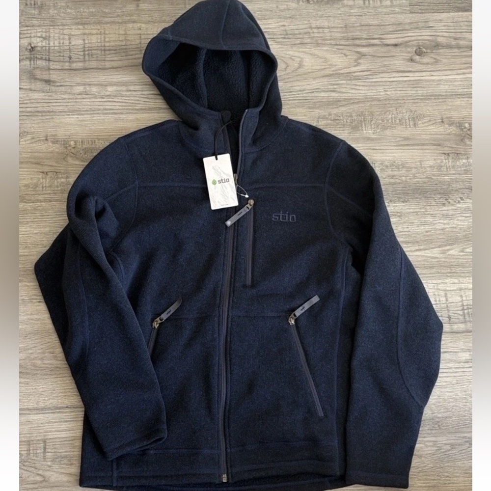 Stio Wilcox fleece hoodie mountain shadow heather men’s Size Small NWT - Picture 4 of 8